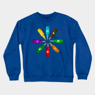 Zombie 8 Perk Pinwheel on Light Blue Crewneck Sweatshirt